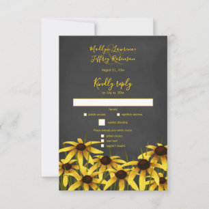 Black Eyed Susan wildflower wedding RSVP Card