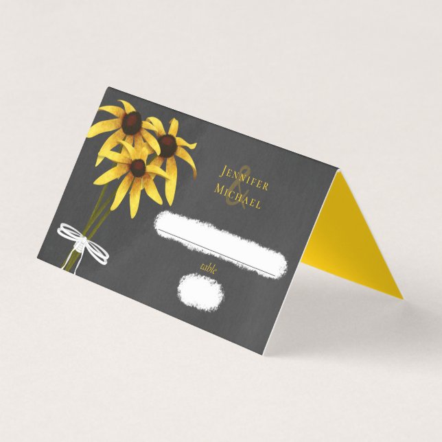 Black Eyed Susan wildflower wedding table card (Front)