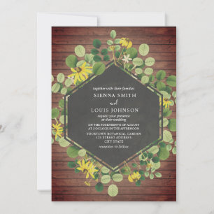 Black Eyed Susan Wildflower Wood Plank Wedding Invitation
