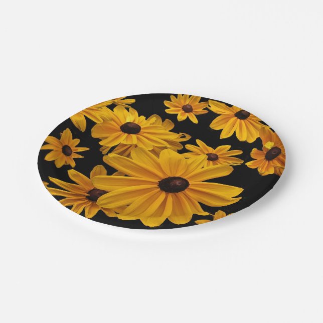 Black-eyed Susan Yellow Flower 7 Inch Paper Plate (Angled)