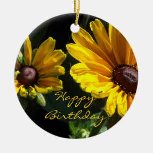 Black Eyed Susans Birthday Ceramic Ornament