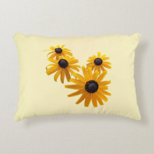 Black Eyed Susans Heart Decorative Cushion