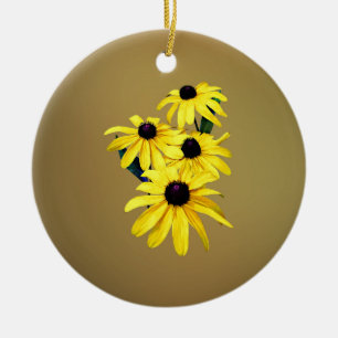 Black-Eyed Susans in a Row Ceramic Ornament