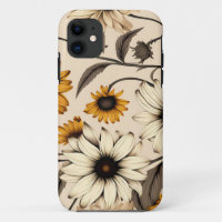 Black-Eyed Susans On Light Brown