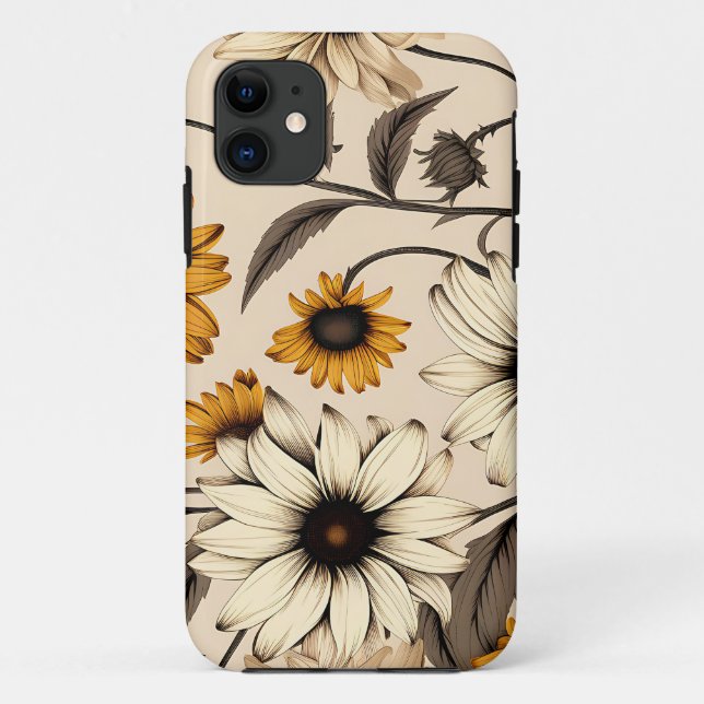 Black-Eyed Susans On Light Brown Case-Mate iPhone Case (Back)