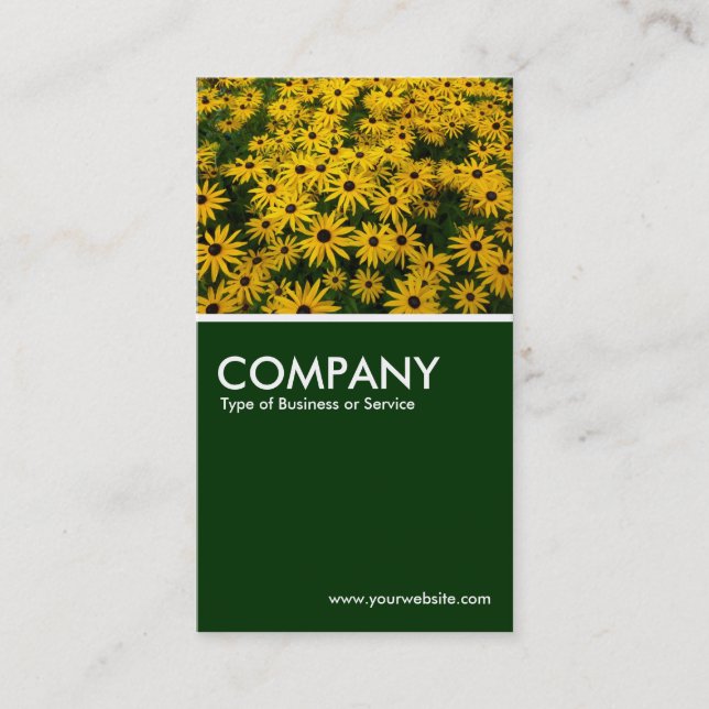Black-eyed Susans (Rudbeckia Hirta) - Dark Green Business Card (Front)