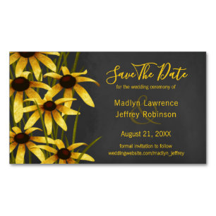 Black Eyed Susans wildflower wedding Magnetic Business Card
