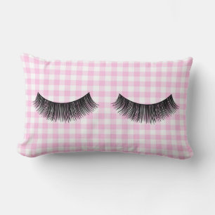 Black Eyelashes On Gingham Lumbar Cushion