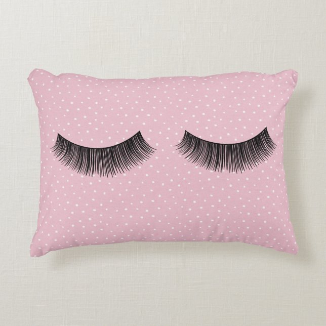 Black Eyelashes On Polka Dots   Decorative Cushion (Front)