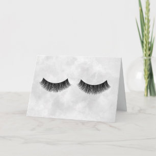 Black Eyelashes On Silver Watercolor Card