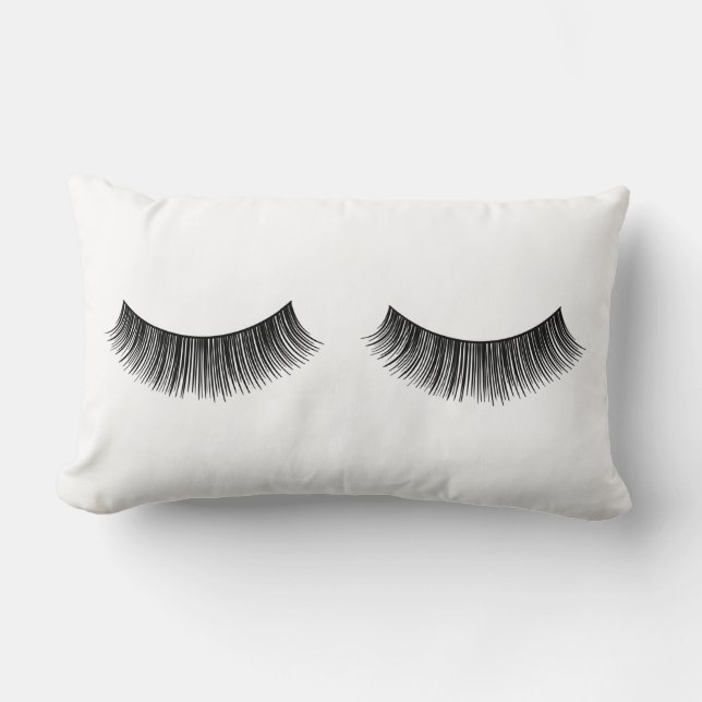 Black Eyelashes On White Lumbar Cushion (Front)
