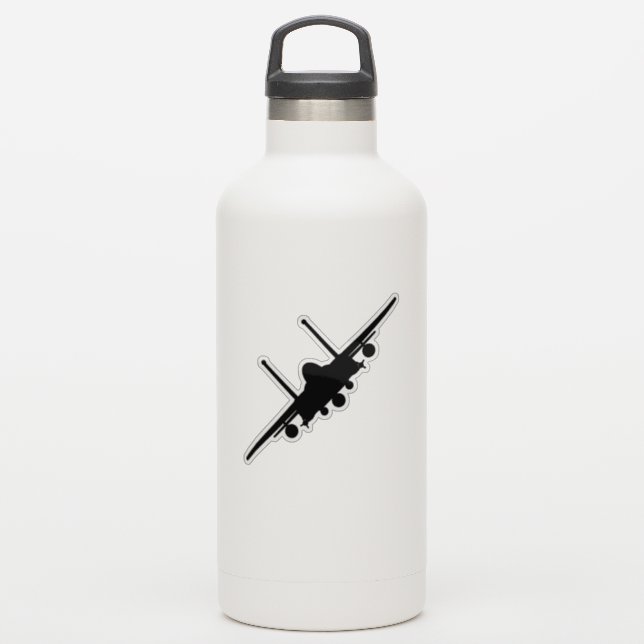 Black F-15E Strike Eagle Front View Silhouette (Waterbottle)