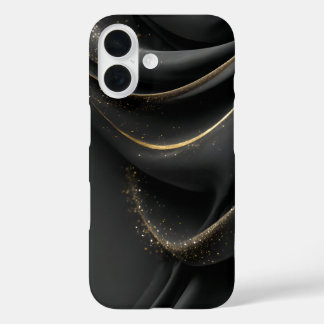 Black Fabric with Shimmering Gold  iPhone 16 Case