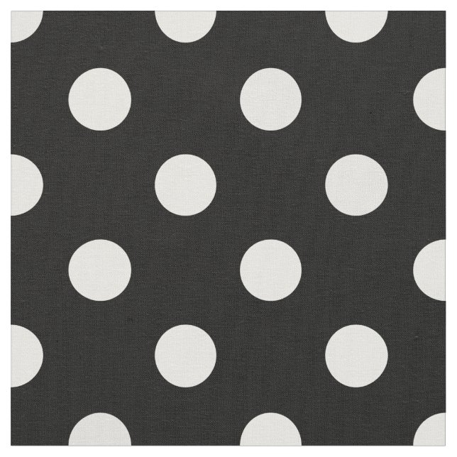 Black Fabric With White Polka Dots Spots Pattern (Close Up)