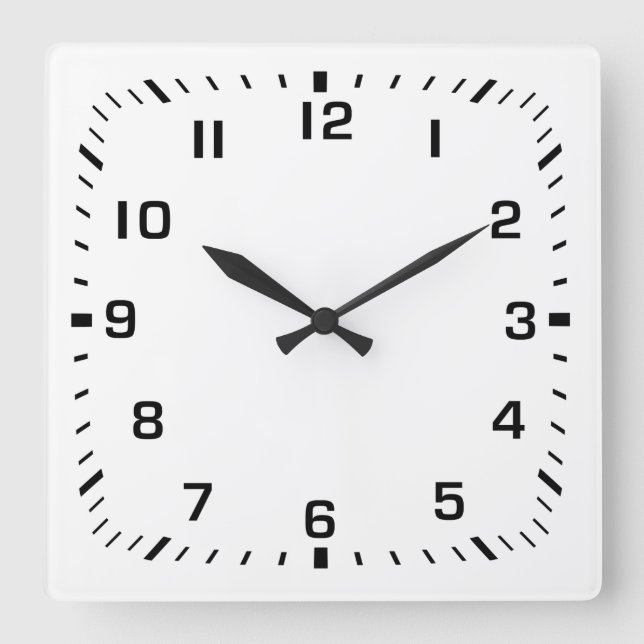 Black Face Numbers with Square Minute Ticks Square Wall Clock (Front)