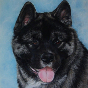 black faced akita panting dog portrait art jigsaw puzzle