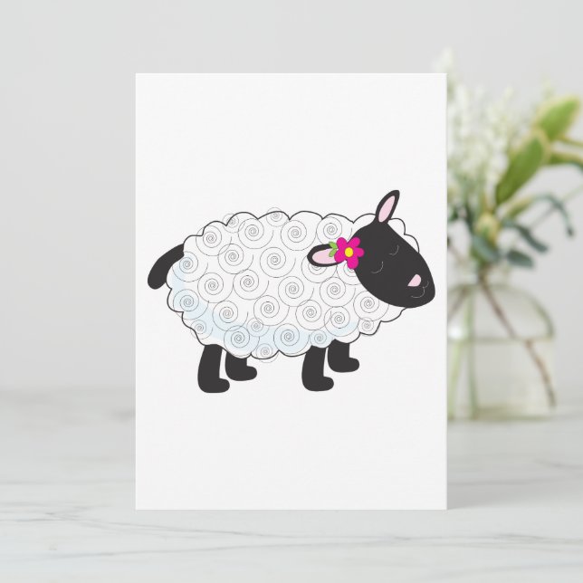 Black Faced Sheep With White Wool Invitation (Standing Front)
