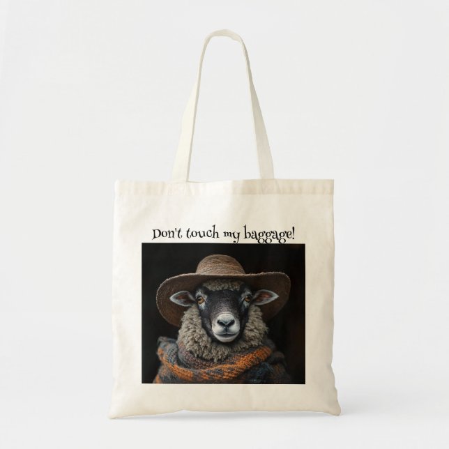 Black Faced Sheep Wool Hat & Scarf Tote Bag (Front)