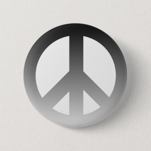 Black Fade CND Peace Symbol on White 6 Cm Round Badge