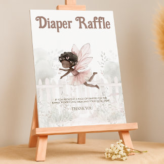 Black Fairy Baby Shower Diaper Raffle Table Sign