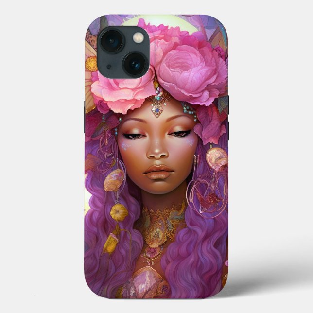 Black Fairy Queen Pink Purple Fantasy Art Case-Mate iPhone Case (Back)
