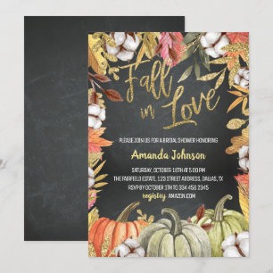 Black Fall In Love Bridal Shower Invitation