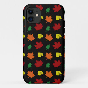 Black fall leaves iPhone 11 case