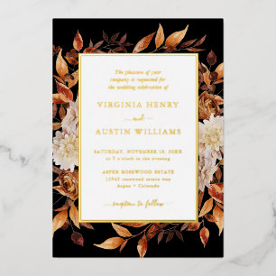 Black Fall Leaves Wedding