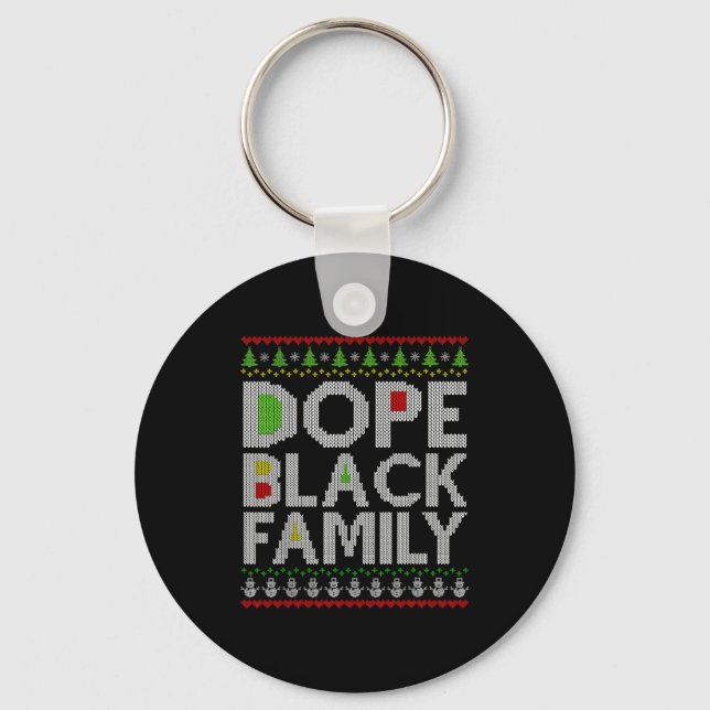 Black Family 2025 Afro Christmas Tree Santa Pj Mat Key Ring (Front)