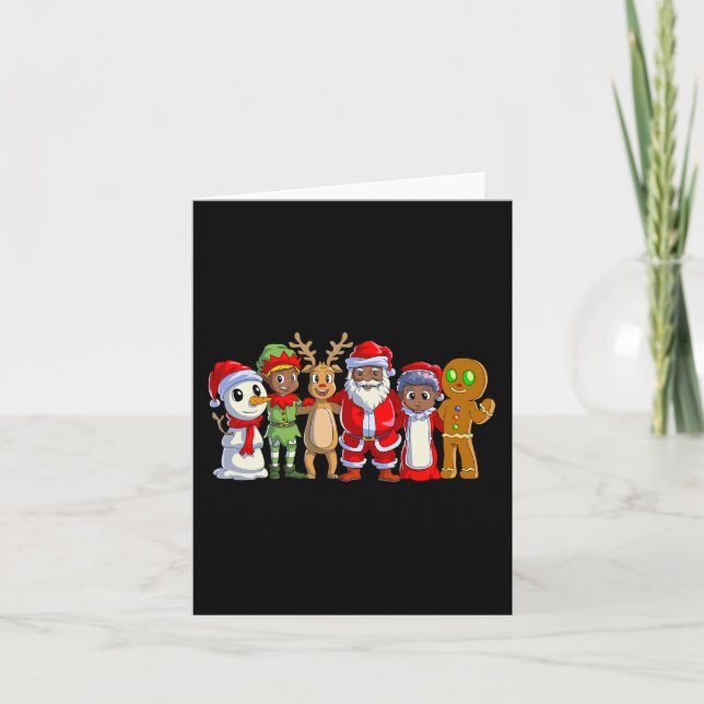 Black family christmas afro african american santa card (Front)