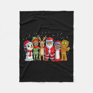 Black Family Christmas Afro African American Santa Fleece Blanket