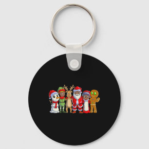 Black family christmas afro african american santa key ring