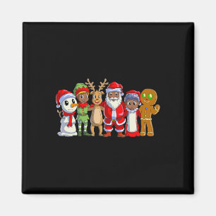 Black Family Christmas Afro African American Santa Magnet