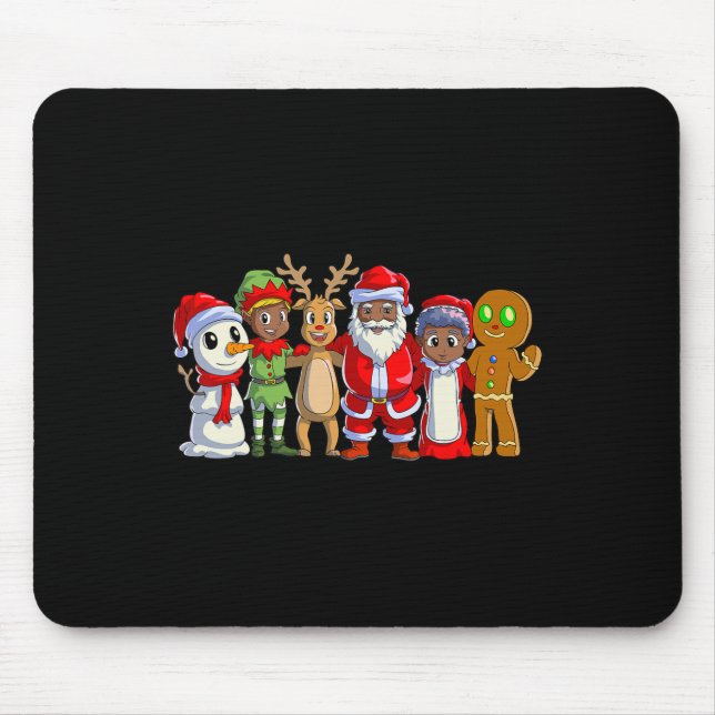 Black family christmas afro african american santa mouse pad (Front)