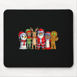 Black Family Christmas Afro African American Santa Mouse Pad