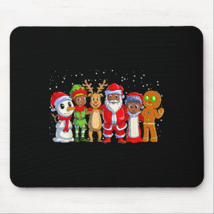 Black Family Christmas Afro African American Santa Mouse Pad