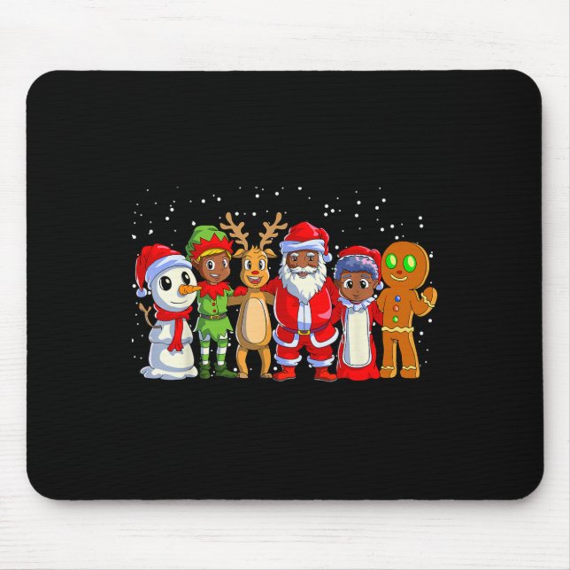 Black Family Christmas Afro African American Santa Mouse Pad (Front)