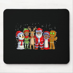 Black Family Christmas Afro African American Santa Mouse Pad