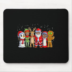 Black Family Christmas Afro African American Santa Mouse Pad