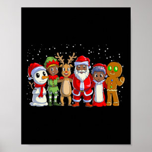 Black Family Christmas Afro African American Santa Poster