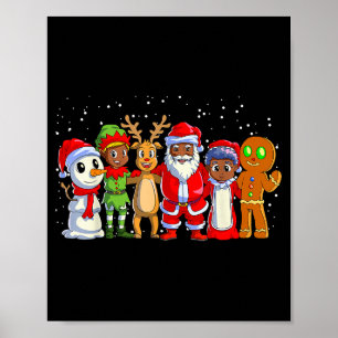 Black Family Christmas Afro African American Santa Poster