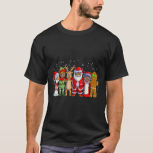 Black Family Christmas Afro African American Santa T-Shirt