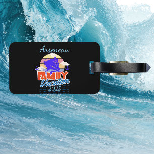Black Family Cruise Blue/Orange Personalise Luggage Tag
