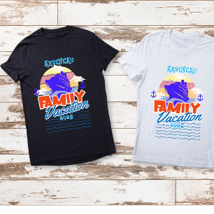 Black Family Cruise Vacation Sunset PERSONALIZE T-Shirt