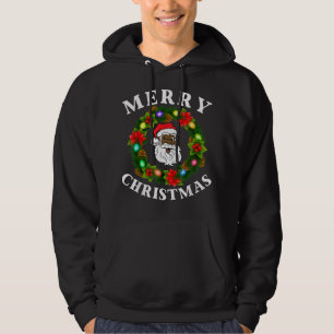 Black Family Merry Christmas Wreath African Americ Hoodie