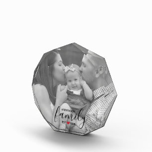 Black Family Name Est. Year Red Heart Family Photo Block