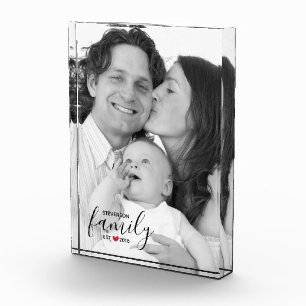 Black Family Name Est. Year Red Heart Family Photo Block