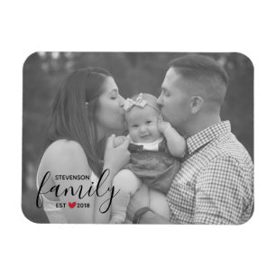 Black Family Name Est. Year Red Heart Family Photo Magnet