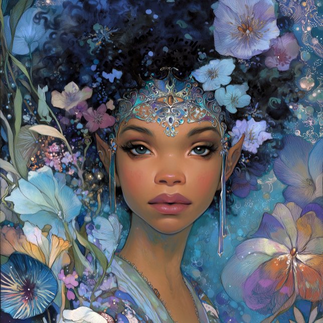 Black Fantasy Art African American Elf Goddess Poster (Creator Uploaded)