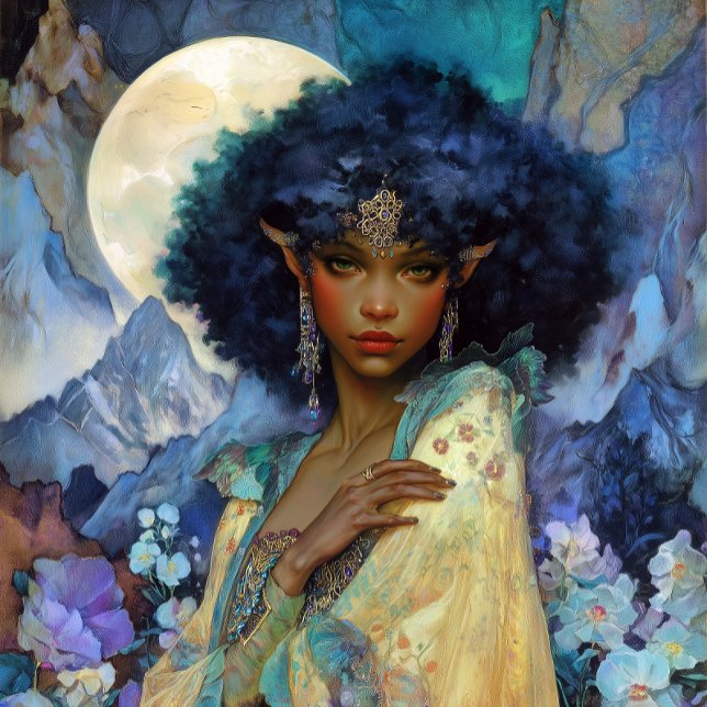 Black Fantasy Art Black Elf Queen Goddess Poster (Creator Uploaded)